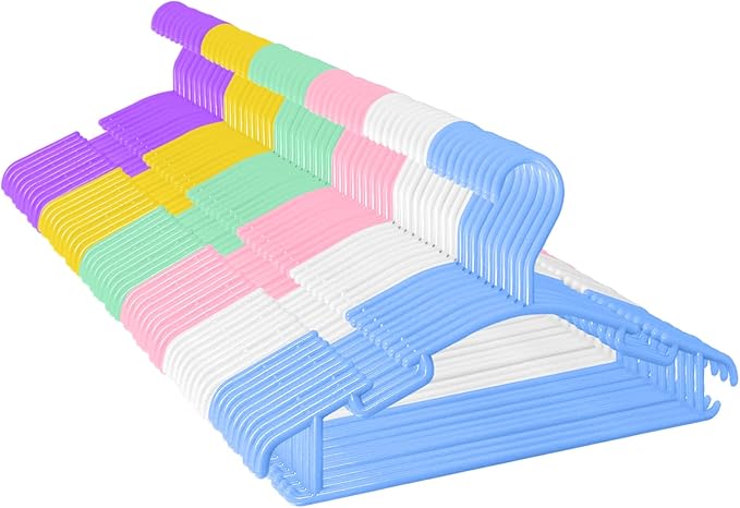 GoodtoU 60 Pack Kids Hangers Multicolor Baby Hanger Childrens Plastic Infant Hanger Toddler Hangers for Baby Clothes