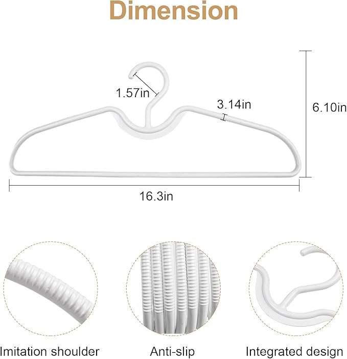 10Pcs Short Neck Clothes Hangers, Non-Slip Plastic Shirt Hangers, No Shoulder Bump Suit Hangers