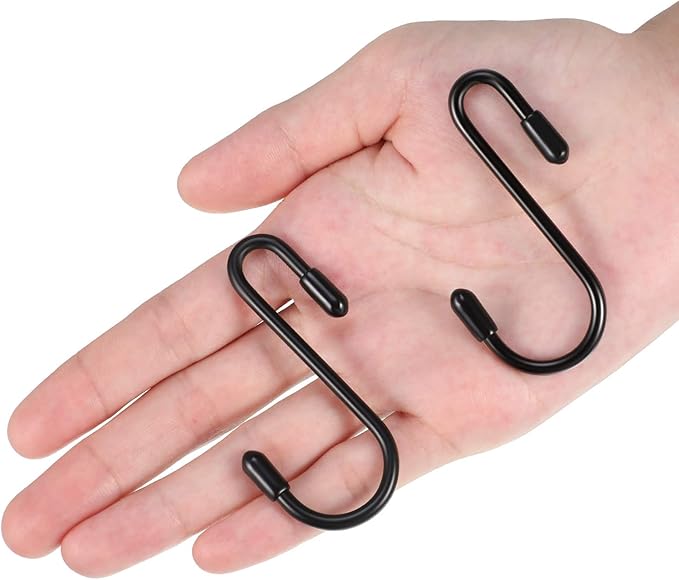 Hotop 36 Pcs Black S Hooks for Hanging 2.4 Inch Heavy Duty S Shaped Hook Rack Metal Non Slip Hanger for Christmas Tree Stocking Kitchen Pot Utensils Closet Wire Bathroom Bedroom Pan Bag Towel Plant