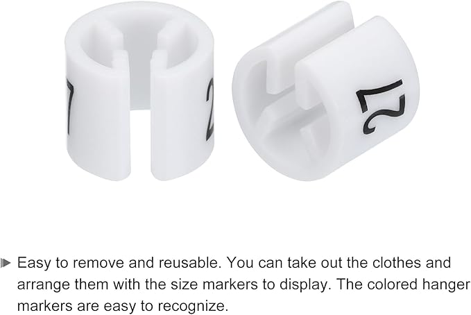 MECCANIXITY Clothes Hanger Marker Colored Hanger Sizer Garment Markers Tag (Number 27, White) for Garment Clothing Color Coding, Pack of 100 Pcs