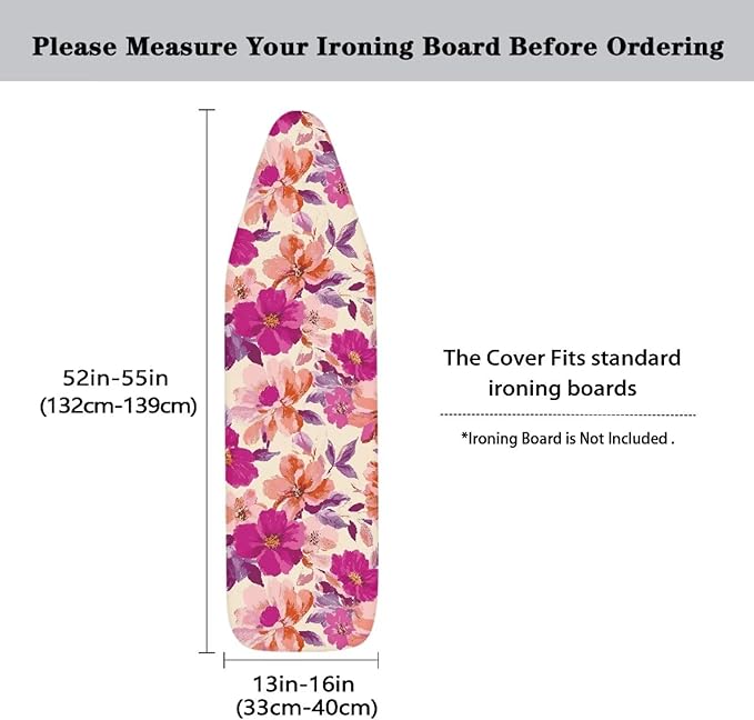 Floral Painting Ironing Board Cover Elastic Edge Heavy Duty Iron Pad Covers Standard Boards Lightweight Full Size Scorch Resistant Padding European Decorations