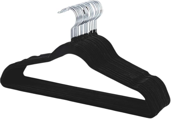 50-Pack Velvet Hangers – Heavy Duty, Non-Slip Clothes Hangers with Chrome Hooks | Slim & Space-Saving Design for Coats, Suits & Plus Size Tops