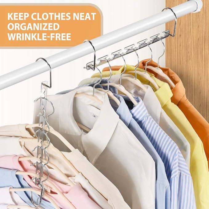 Metal Magic Hangers Space Saving Clothes Hangers Closet Space Saver Clothing Hanger Oragnizer for Wardrobe Space,Wrinkle-Free Clothes（Pack of 20）