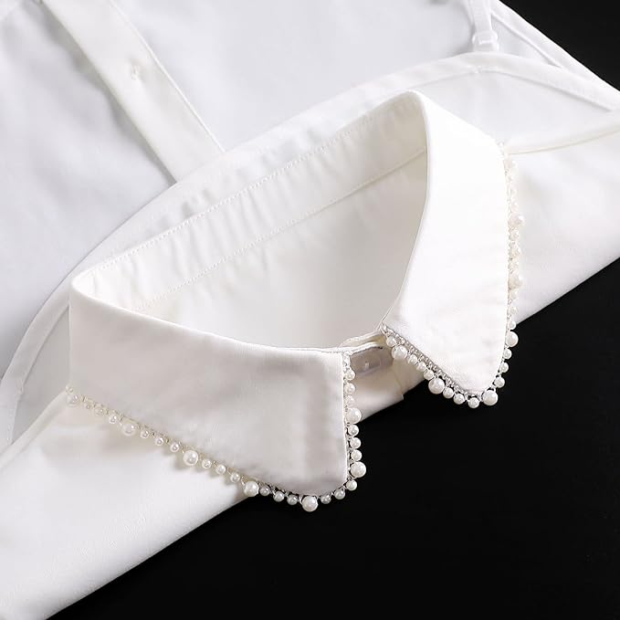 YAKEF Lady Half-Shirt Blouse Detachable Lace Chiffon Fake Collars Dicky Collar Faux Collar