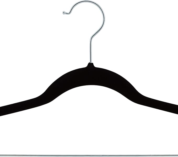 Laura Ashley 12 Pack Velvet Hangers with Clips | Durable | Plush Velvet | Slim | Closet Organization | Black | 12pack | Suit | Pants | Blouse | Closet Organization