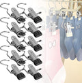 2024 New Space-Saving Clothes and Hat Storage Hook, Boot Hangers for Closet, Heavy Duty Laundry Hanging Hooks with Clips, Portable Single Hangers S-Shaped Stainless Steel Clothespin (Black, 10 PCS)