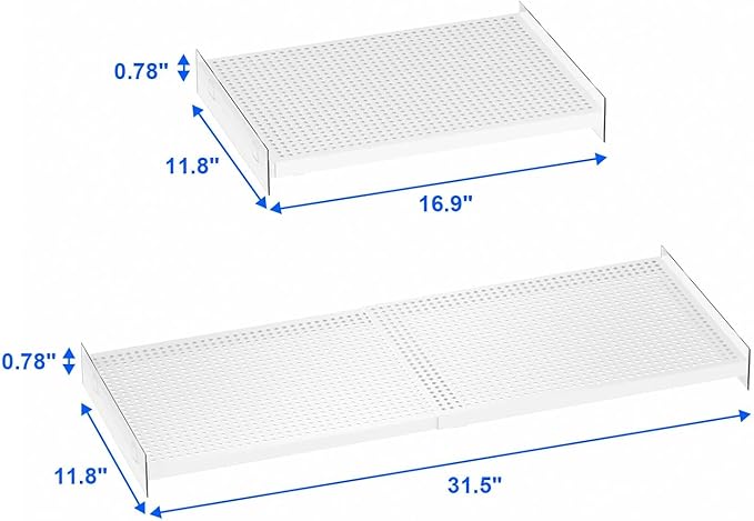 Closet Shelf Divider Expandable Cabinet Tension Shelving Rack Heavy Duty Metal DIY Shelf Separator for Cabinet Wardrobe Cupboard Pantry Kitchen Bedroom,White