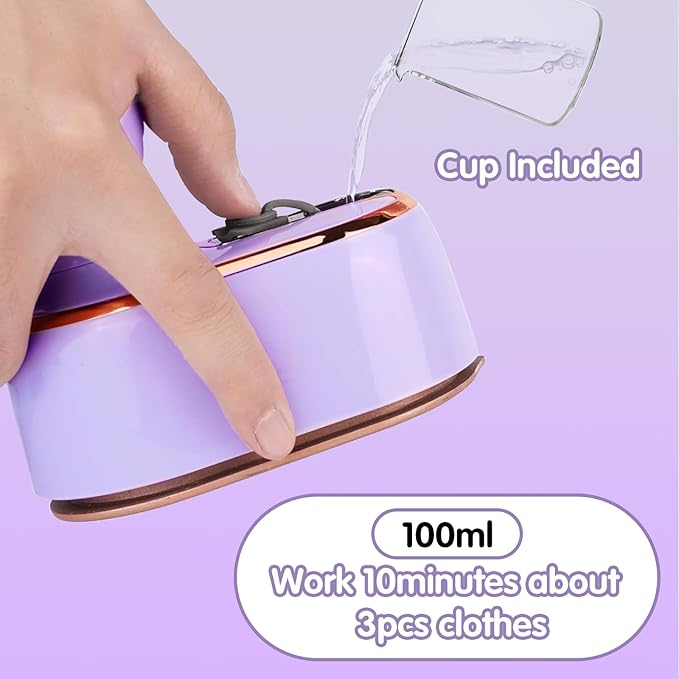 Travel Steamer Iron for Clothes - Portable Ironing Machine Small Size Portable Steamer Travel College Dorm Home Essentials (Purple)