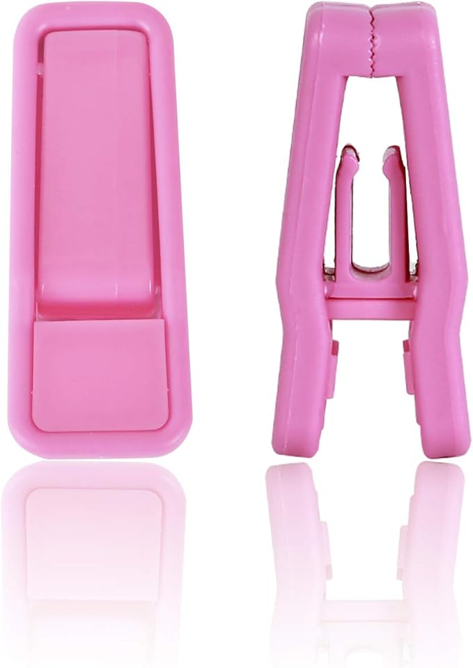 KINJOEK 100 Packs Pink Plastic Finger Clips for Hanger Strong Pinch Grip Clips Multi-Purpose for Slim-line Clothes Pants