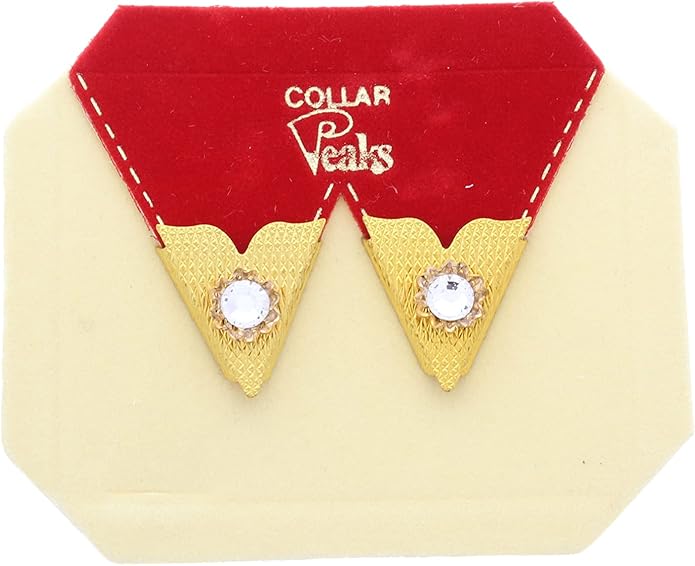 HHH Designs Gold Plated Collar Stays for Men and Women - Western Style Collar Tips - Stone Accents Collar Pins - Made in USA