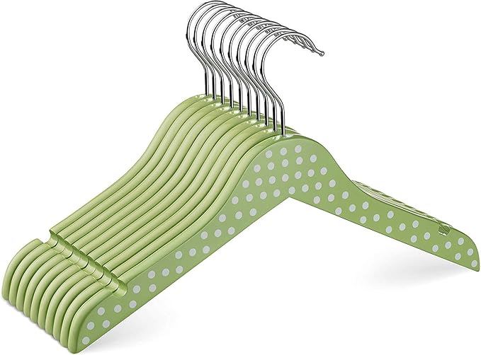 ZOBER High-Grade Children's Wooden Hangers (10 Pack) Durable Wooden Hangers for Nursery Kids,Toddler with Notches, 360° Hook