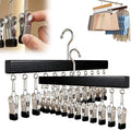 Closet Organizer with 12 Clips, Legging Organizer for Closet, Leggings, Jeans, Hats, Shorts, Socks, 360° Rotating Space Saving Hanging Clothes (Black 12 Clips, 2Pcs)