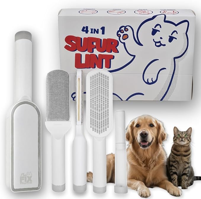 SufurLint 4 in 1 Multi - Pet Hair Lint Roller Brush - Lint Removers - Cat Hair Removal, Dog Hair Remover - Reusable lint Roller - lint Remover for Clothes - lint Roller for Clothes