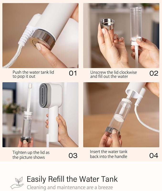 VASSON Steamer for Clothes, Handheld Clothes Steamer, 1000W Portable Fabric Steamer, 15-Second Ultra-Fast Heat Up, Ceramic Heating Steam, for Home Use and Travel