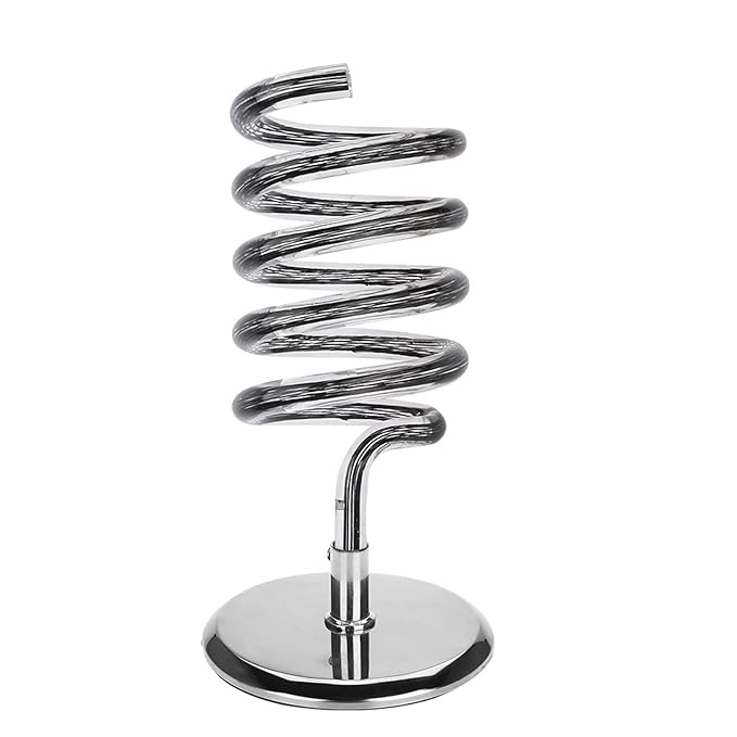 Hair Dryer Holder Countertop, Acrylic Hair Dryer Stand with Stainless Steel Base, Spiral Blow Dryer Holder Hair Tool Organizer for Bathroom, Vanity, Salon, Home