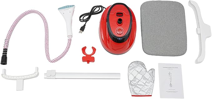 Standing Garment Steamer,Steamer for Clothes,1350W Fabric Steamer Standing Clothes Steamers with Ironing Board, Adjustable Rod & 1.6L/0.42gal Water Tank Wrinkle Remover Heats in 45 Seconds (Red)