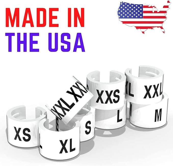 Discount Sizing- White Hanger 800 Size Clips XXS-XXXL | White Size Clips, Garment Markers for Retail Closet Organization