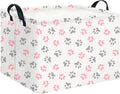 CLOCOR Rectangular Storage Basket Empty,Gift Basket,Waterproof Storage Bin with Handles,Room Decor(Pink Paw)