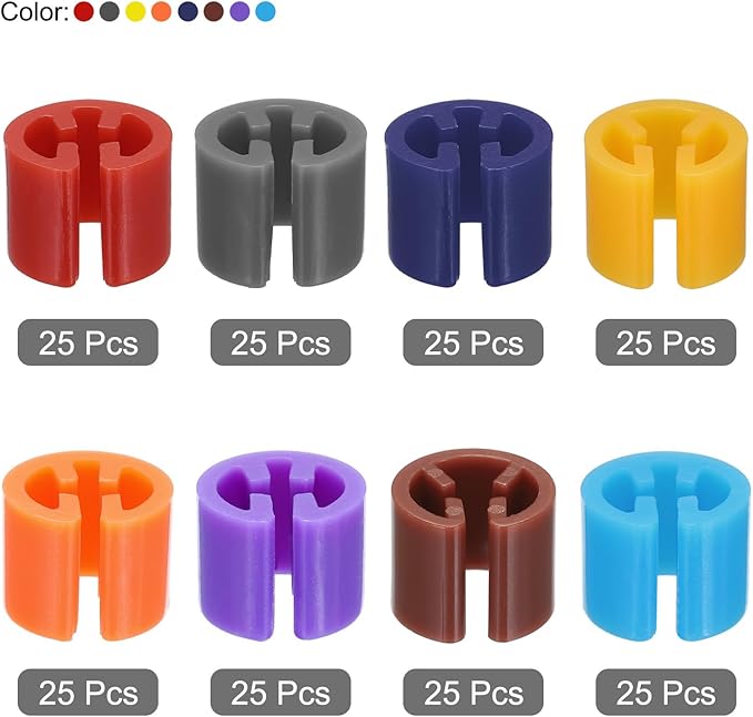 MECCANIXITY Clothes Hanger Markers Blank Tags Fit 3.5mm Rod for Garment Color Coding Red/Purple/Orange/Bright Blue/Brown/Orange Yellow/Dense Blue/Gray 150pcs
