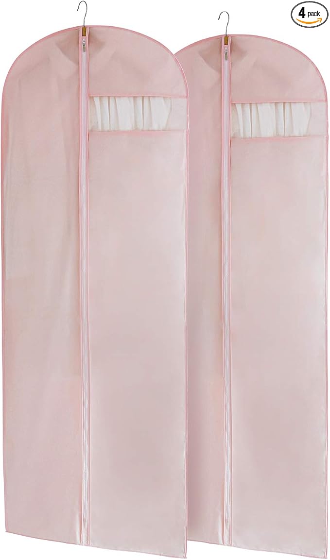 Pink Dress Bags for Gowns Long, 65'' Long Dress Clear Garment Bag(Set of 2, 23.3'' X 65'')