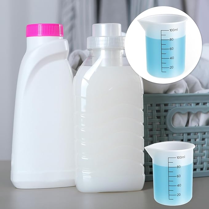 2pcs Silicone Laundry Detergent Cup Measuring Cup Double-Sided Scale Silicone Dispenser Laundry Measuring Cups Reusable for Liquid Flexible Washable Liquid Detergent Cups for Home Dormitory Hotel