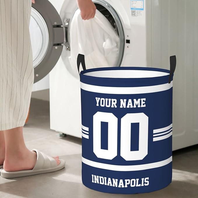 Custom Indianapolis Laundry Hamper Personalized Laundry Basket Customized Name And Number Collapsible Storage Basket for Bedroom Bathroom Living Room Gifts
