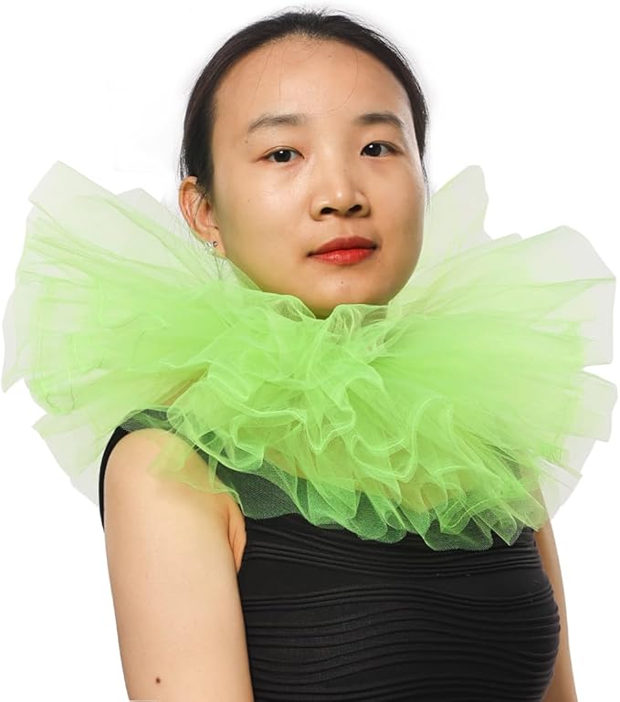 BLESSUME Victorian Retro Mesh Neck Ruff Ruffle Collar Layered Clown Neck Collar