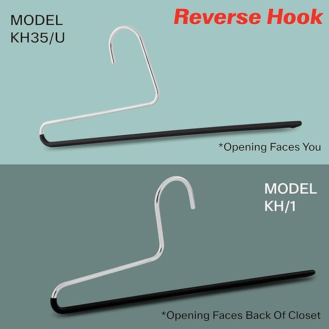 Mawa by Reston Lloyd Non-Slip Space Saving Clothes Hanger with Single Rod for Pants, Style KH35U, Silver, Set of 160