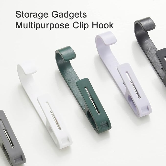 Large Laundry Hook Clothes pins 12pcs Sock Clip Laundry Clips with Springs, Strong Plastic Clothes Drying Line Pegs