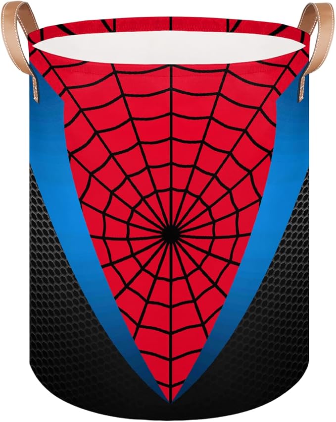 Large Laundry Basket Hamper - Red Blue Spider Web 62L Collapsible Storage Bin for Blankets,Kids Toys, Dirty Clothes, Tall Baby Nursery Hamper for Bathroom, Boys Bedroom Decor,Gift Basket
