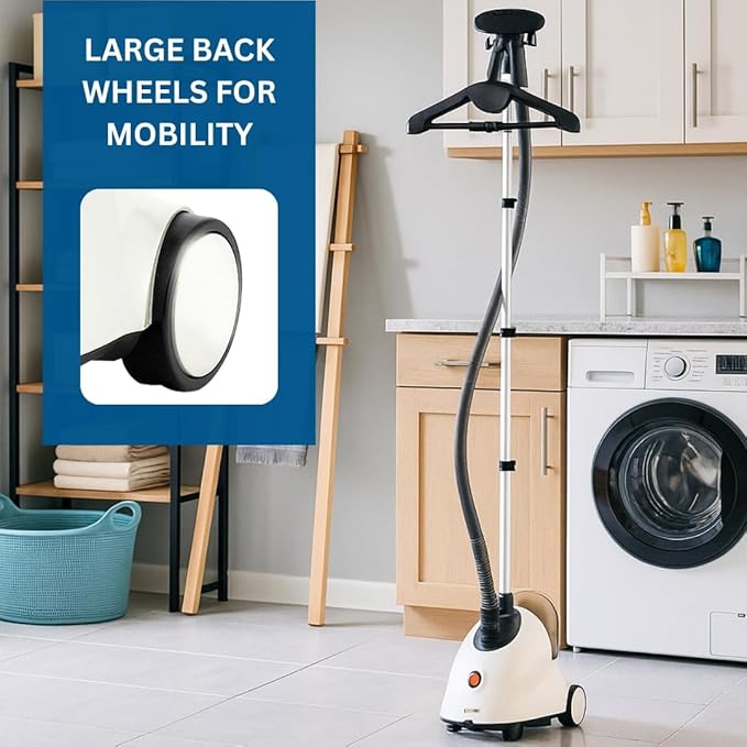 SALAV GS18-DJ Standing Garment Steamer with Smart Auto-Off, Wheels for Easy Movement, 1.8L Water Tank for 1hr Continuous Steaming, Adjustable Pole for Storage, with Descaler Packet, 1500 watts