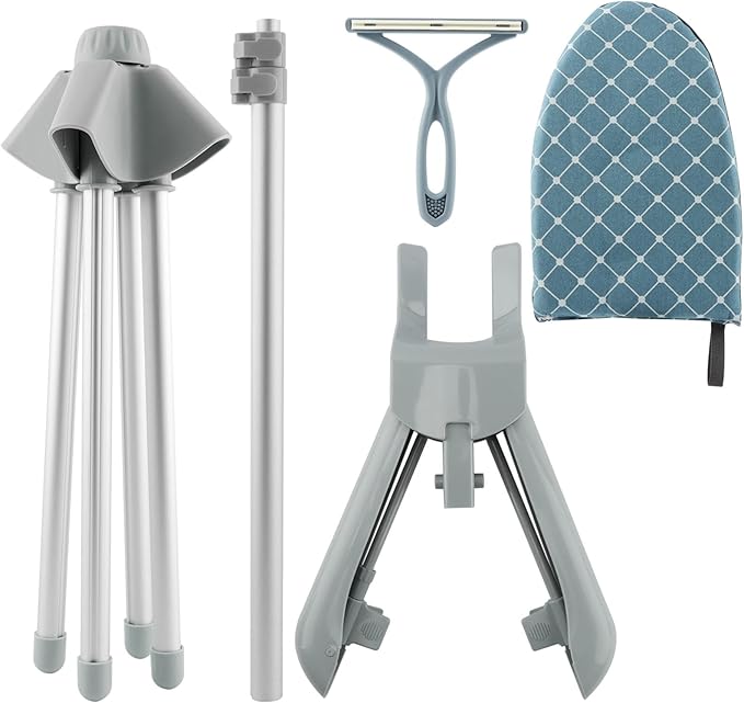 Garment Steamer Hanger, Steamer Stand with Ironing Glove & Lint Remover, Adjustable Handheld Clothes Steamers Rack for Home