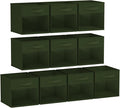 DIMJ Storage Cubes, Cube Storage Bin, 10 Pack Foldable Baskets with Window, Closet Storage Bins with Handle, 11x 11 inch Storage Cubes for Clothes, Toys, Books (Green)