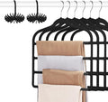 Tinfol 6pc Black Velvet Pants Hangers Space Saving, Non Silp Pant Hanger with Hook, Jeans Slack Trousers Hangers, Multiple Clothes Hanger Closet Organizer Perfect for Pants,Trouser,Jeans