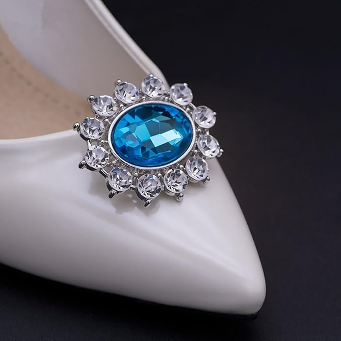 Ruihfas 2Pcs Sparkly Removable Oval Egg Shape Crystal Shoe Clips Accessories for Women Bride Wedding Prom Party Shoes Decoration