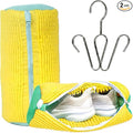 Shoe Washing Machine Bag – 2 Pack Mesh Laundry Bags for Sneakers, Tennis Shoes & Sports Trainers – Reusable Zippered Cleaning Bag to Protect Footwear, Comes with Metal Hanging Hook (Yellow)