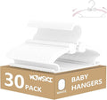 Baby Hangers 30 Pack, 11-14.5" Adjustable Kid Clothes Hangers for Newborn Closet, Plastic Non-Slip Small Infant Hanger for Toddler Pant, Child Coat Percha for Boy Nursery Clothing, Girl Dresses, White