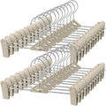 Pants Hangers with Clips 30 Pack - Space Saving Stackable Shorts Skirt Hangers with Clips - Non-Slip, Adjustable for Men, Women, Kids, Children, Baby, Beige