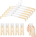 Foldable Travel Hangers for Cruise, 6 Pack Portable Collapsible Hangers with Clips, Folding & Space-Saving Suitcase Hangers for Travel, (Beige-White)