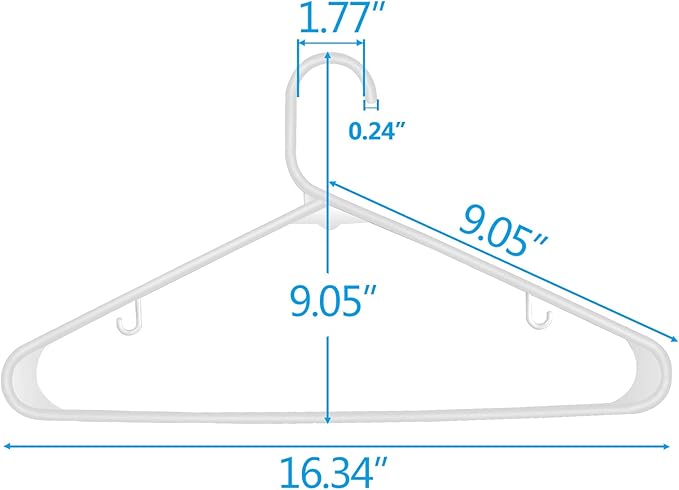 SUPER DEAL Plastic Hangers 100 Pack, Clothes Hangers with Double Hooks for Adults for Coats, Dresses, Shirts, Pants, Lightweight Yet Space Saving, White