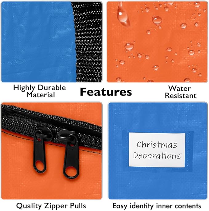 ClearSpace Heavy Duty Moving Bags or Storage Bags – Storage Bins with Lids, Large Moving Boxes with Backpack Straps & Zippers,– Packing Box & Moving Supplies for College Dorm, 6 Pack