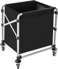 Commercial Laundry Cart, Laundry Basket with 360° Swivel Casters, Folding Laundry Cart Hamper on Wheels Heavy Duty Steel Frame 220 lbs Capacity Large Rolling Laundry Baskets Trucks (Black)