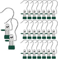 Hangers Clips,Stainless Multi Function Clip Hooks,Laundry Hanging Hooks Clips,Closet Hangers,Boot Clips， Hats Clips,Socks Clips,Pants Clips, Bras Clips (30, Dark Green)