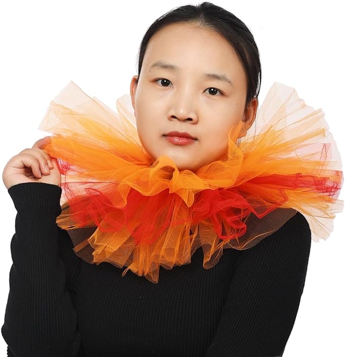 BLESSUME Victorian Retro Mesh Neck Ruff Ruffle Collar Layered Clown Neck Collar