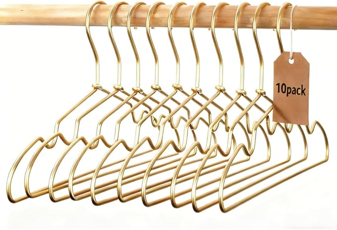 12.6" Matte Gold Metal Kids Baby Hangers, 10Pack, Non Slip, Suit for Coated Wire Children Clothes Hangers, Closet Storage,Retail Display Space Saving for Toddler Coats Infant Hangers