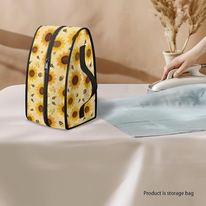 Yellow Sunflower Print Steam Iron Case Portable Travel Iron Organizer Handheld Steamer Holder with Handle Waterproof Travel Accessories, Case Only