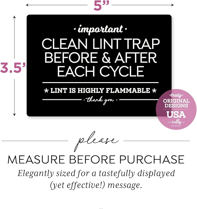 Reilly Originals 3.5x5 Inch Designer Magnet, Clean Lint Trap Before & After Use ~ Designer Graphics (Black)
