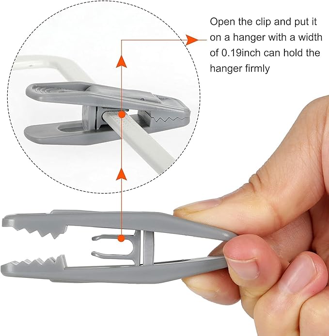 Tinfol Gray 60pc Hanger Connector Hooks and 20pc Hanger Clips, Stackable Space Saving Hook - Hangers Finger Clips, Hangers Organizer Accessories for Closet Organizers