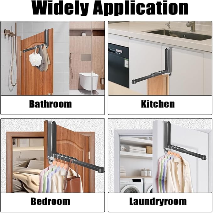 Over The Door Hanger Hooks for Clothes Small Portable Storage Hooks, Over The Door Clothes Drying Rack for Laundry Heavy Duty Foldable Clothes Organizer Coat Towels Hanging Rack