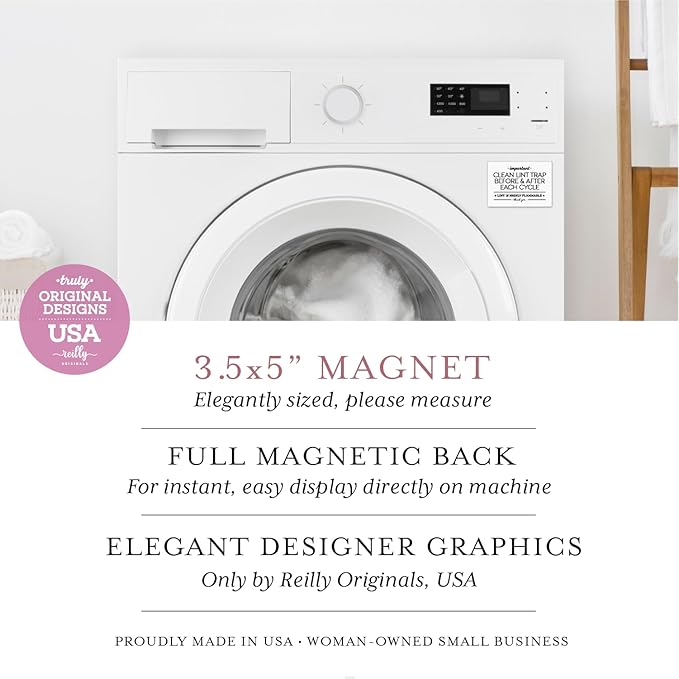 Reilly Originals 3.5x5 Inch Designer Magnet, Clean Lint Trap Before & After Use ~ Designer Graphics (White)